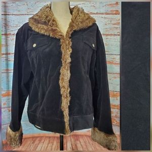 Monroe and Main corduroy jacket w faux fur sz 1X two front pockets
